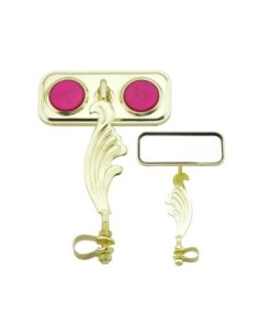 Rectangle Wing Mirror Gold Left Purple Reflectors.